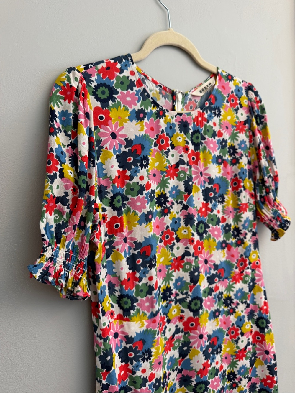 Boden Corinne Midi Dress Floral Puff Sleeve Multi Color, Size 6 - Picture 3 of 7